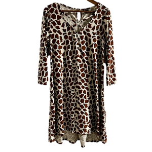 Women’s New Dimensions Animal Print Long Sleeve Dress Size Medium